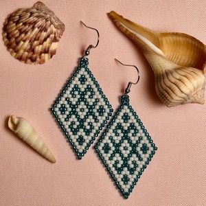 💗Handmade beaded earrings diamond brick stitch beautiful jewelry Seed Bead Fash